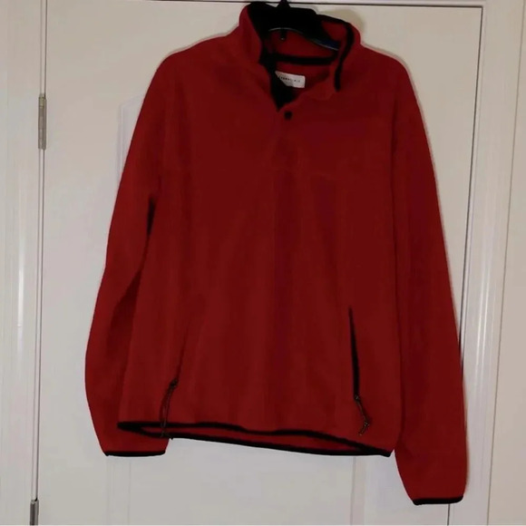 Aeropostale Pullover Mens Medium Alpine Fleece Mock Neck Jacket Red - Picture 1 of 4